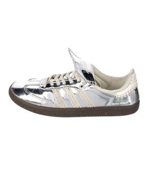 Wales Bonner Metallic Silver & Cream Lace-Trim Sneakers